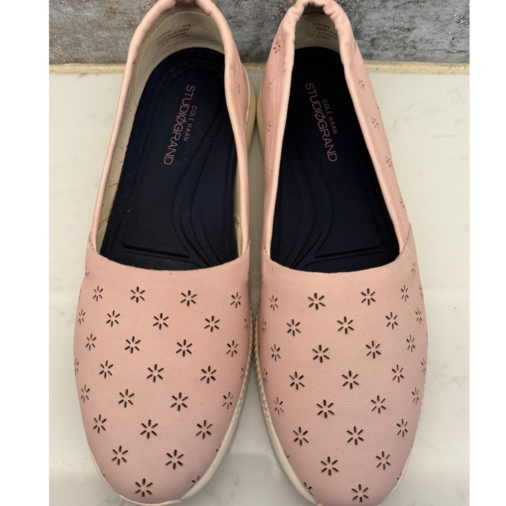 Cole Haan StudioGrand Pink Laser Cut Perforated Slip On Sneakers W10395B 9.5B - Picture 3 of 8